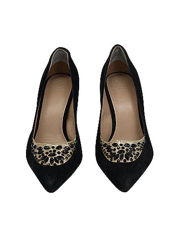 Tory Burch Tory Burch Delphine Embellished Pumps in Black Suede (view 2)