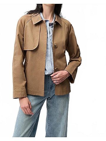 Joseph Ribkoff Short Trench Coat With Belt &amp; Rhinestones in Tigers Eye (view 2)