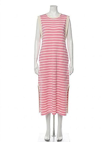 Entro Alice Striped Knit Maxi Dress in Bubblegum (view 1)
