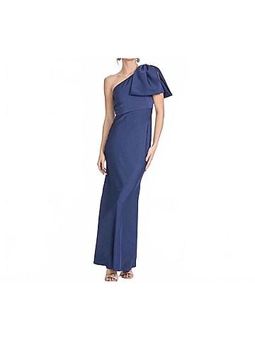 Sachin + Babi Women's Aubrey One-Shoulder Satin Gown in Washed Indigo (view 2)