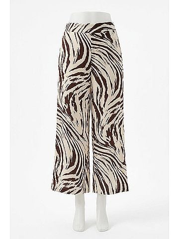 Joseph Ribkoff Animal Print Pleated Culotte Pants in Beige/Brown (view 1)