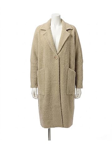 Joseph Ribkoff Fancee Feather Yarn And Faux Fur Coat in Fawn (view 1)