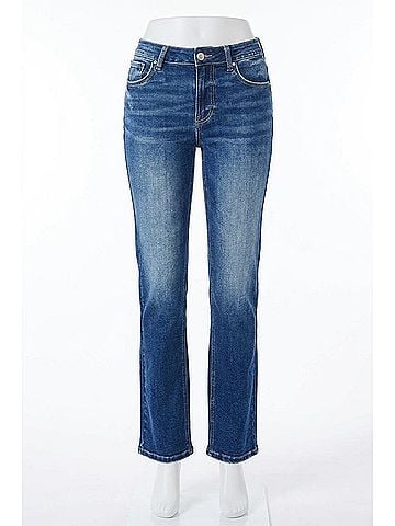 Risen Mid Rise Relaxed Bootcut Jeans - Plus in Dark Wash (view 1)