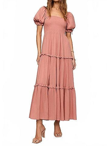 Z Supply Eliora Smocked Maxi Dress in Terracotta Clay (view 2)
