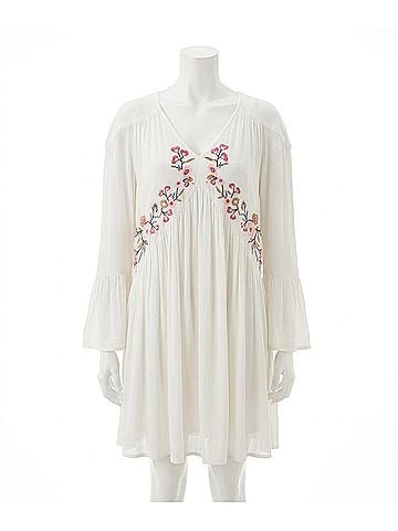 Sugarlips Timothy Peasant Embroidered Dress in White (view 1)