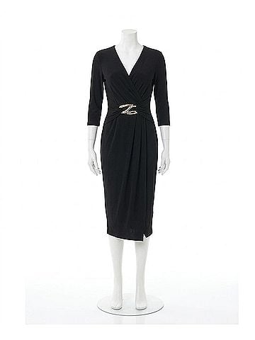 Joseph Ribkoff Draped Sheath Dress in Black (view 1)