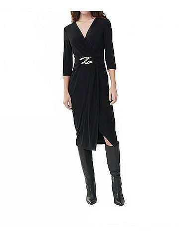 Joseph Ribkoff Draped Sheath Dress in Black (view 2)