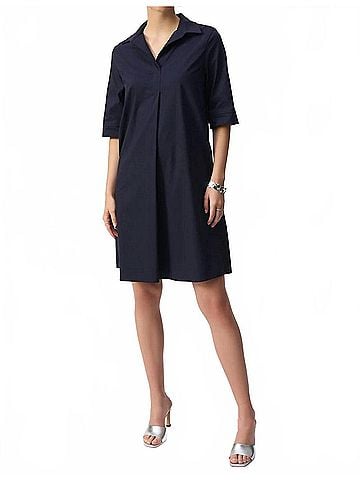 Joseph Ribkoff Stretch Poplin Trapeze Dress in Midnight Blue (view 2)