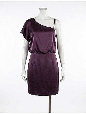 Jessica Simpson Asymmetric One-Shoulder Satin Mini Dress in Purple (view 1)