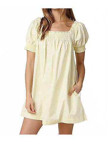 Olivaceous Sophie Smocked Dress in Butter Yellow (view 2)