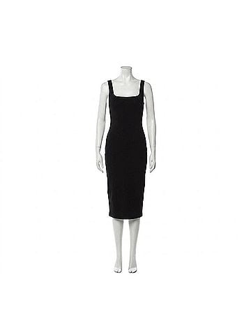 Vince. Women's Square Neck Sleeveless Wool Blend Midi Dress in Black (view 1)