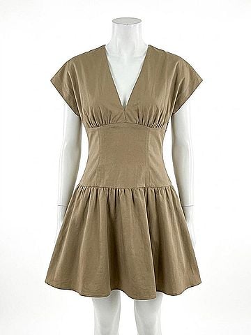 Line & Dot Moment Mini Dress in Mocha (view 1)