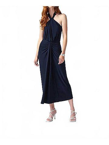 Joseph Ribkoff Halter Sleeveless Midi Dress in Midnight Blue (view 2)