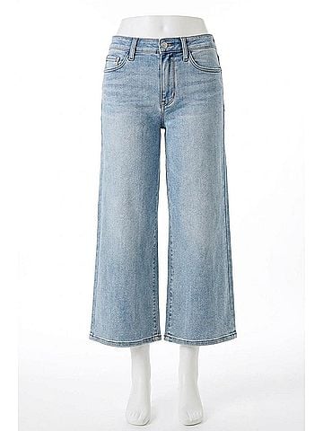 Judy Blue Mid Rise Wide Crop Jeans in Light Wash (view 1)
