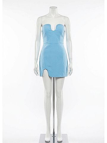 Amanda Uprichard Strapless Puzzle Dress in Pacific Blue (view 1)