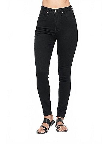 Judy Blue High Waisted Tummy Control Shield Pockets Skinny Jeans in Black (view 2)