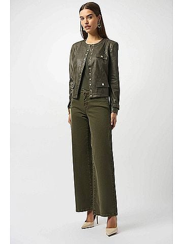 Joseph Ribkoff Goldie Classic Wide Leg Denim Jeans I in Avocado (view 2)