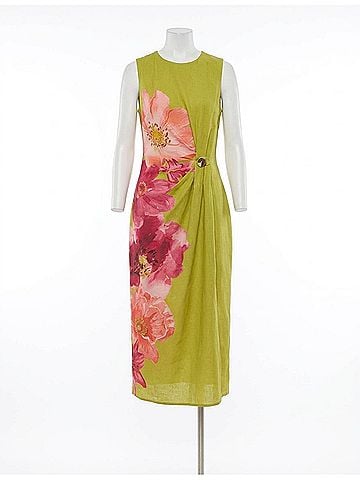 Entro Floral Print Maxi Dress in Chartreuse (view 1)