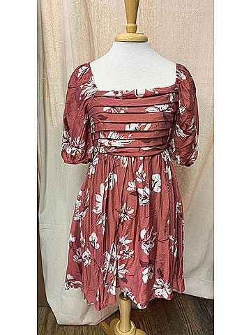 Blu Pepper Women's Puffed Sleeve Mini Dress in Brown (view 2)