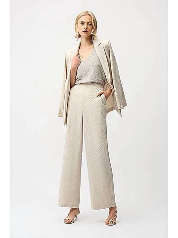 Joseph Ribkoff Geometric Textured Pull-On Wide Leg Pants in Moonstone (view 2)