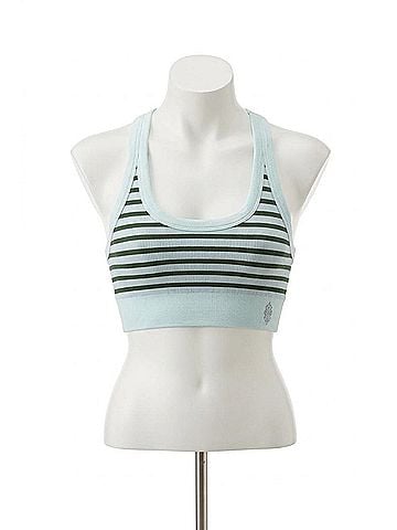 Free People Go To Striped Sports Bra in Mint Green (view 1)