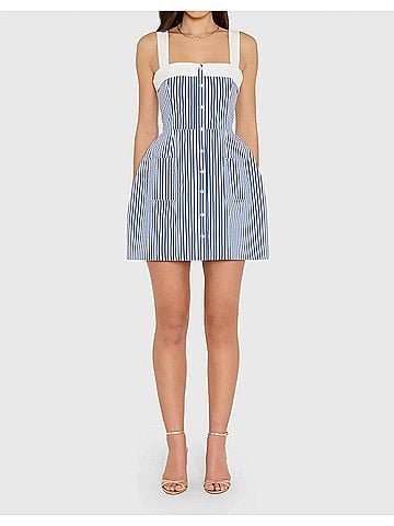 Amanda Uprichard Mindy Dress in Blue Ivory (view 2)
