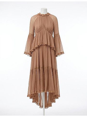 Zimmermann Hypnotic Peplum Flutter Dress in Chai (view 1)