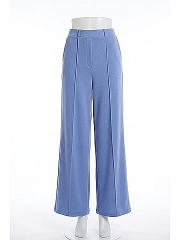 Entro Solid Knit Wide Leg Pants in Chambray (view 1)