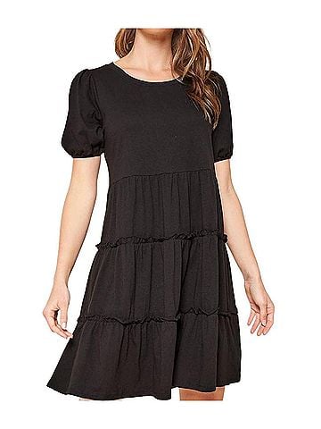 Sugarlips Maryam Puff Sleeve Dress in Black (view 2)
