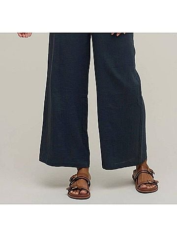 Barefoot Dreams Cotton Gauze Wide Leg Pant in Indigo (view 2)