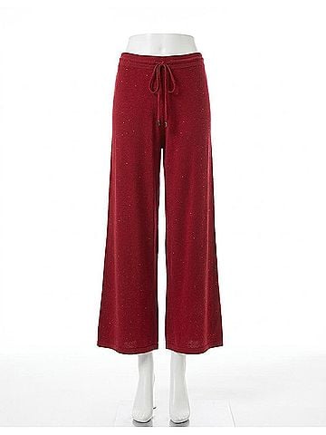 Joseph Ribkoff Sequined Wide Leg Culotte Pants in Deep Cherry (view 1)