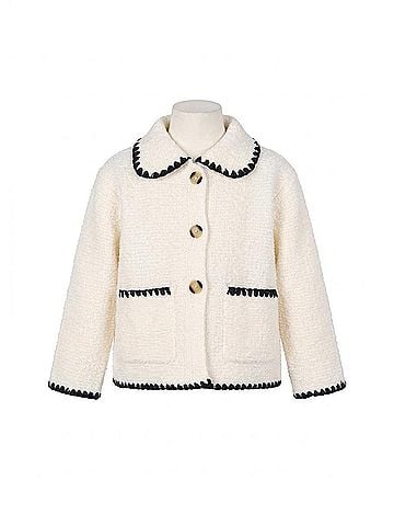 Mayoral Kid's Knit Shacket in White (view 1)