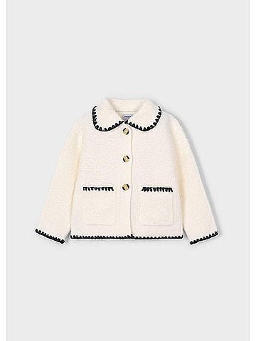 Mayoral Kid's Knit Shacket in White (view 2)