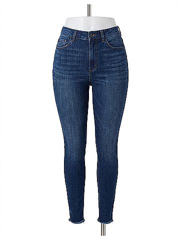 Judy Blue Mid Rise Raw Hem Skinny Denim Jeans - Plus in Dark Wash (view 1)