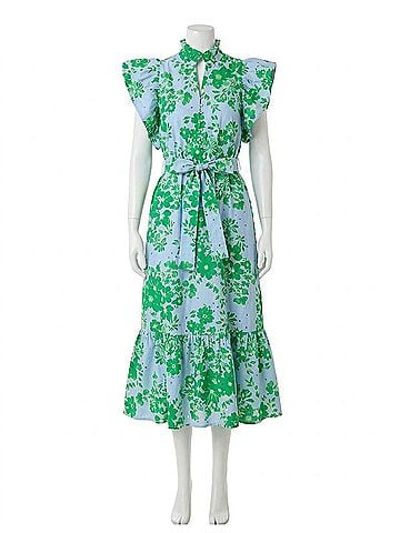 Entro Fresh Air Floral Maxi Dress in Blue &amp; Green (view 1)