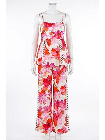 Entro Coral Coast Watercolor Floral Two-Piece Set in Pink (view 1)