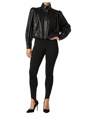 Astr Estero Faux Leather Bomber Jacket in Black (view 2)