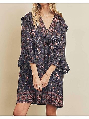 Dress Forum Paisley Babydoll Dress in Indigo (view 2)