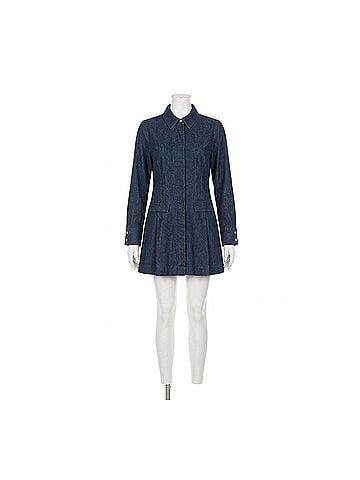 Derek Lam 10 Crosby Danielle Denim Shirt Dress in Jaye Blue (view 1)
