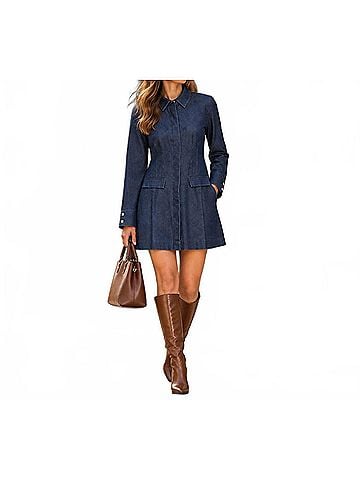 Derek Lam 10 Crosby Danielle Denim Shirt Dress in Jaye Blue (view 2)