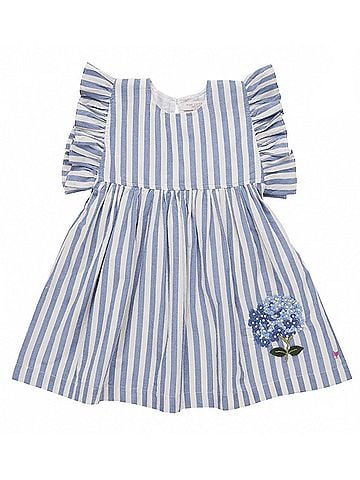 Pink Chicken Girl's Sarita Dress 10 Mo in Blue Stripe (view 2)