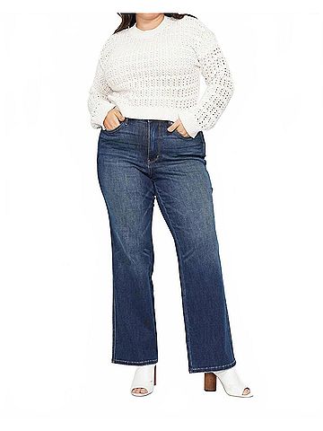 Judy Blue High Waist Tummy Control Classic Straight Jeans - Plus in Dark Wash (view 2)