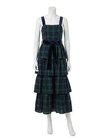 Entro Tiered Maxi Dress in Green (view 1)