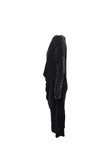 Lanvin Lanvin Velvet Long Sleeve Draped Dress in Black Viscose (view 2)