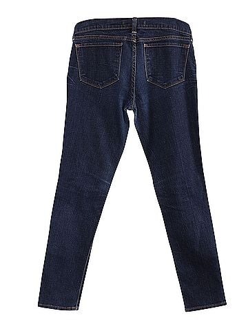 J Brand J Brand Mid Rise Skinny Cut Jeans in Blue Cotton Denim (view 2)