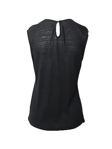 Maje Maje Embellished Neckline Sleeveless Top in Black Linen (view 2)