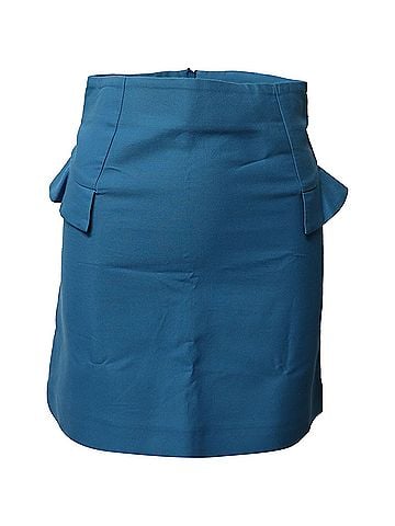 Sandro Sando Paris High Waisted A-Line Mini Skirt in Blue Cotton (view 1)
