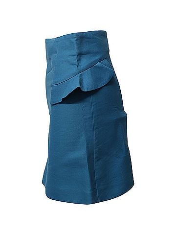 Sandro Sando Paris High Waisted A-Line Mini Skirt in Blue Cotton (view 2)