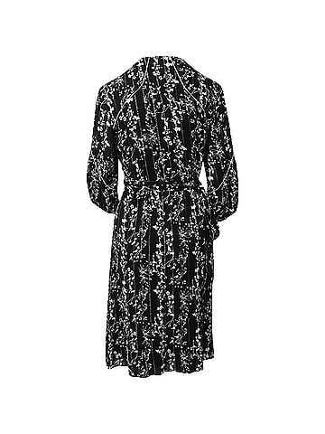 BA&SH Ba&amp;Sh Waist Tie Silver-trimmed Floral Dress in Black Viscose (view 2)