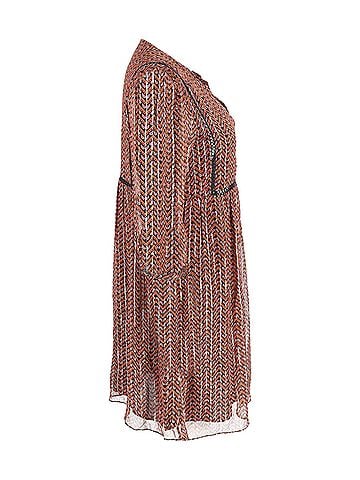 BA&SH Ba&amp;sh Mesh Sleeves Mini Dress in Orange Print Viscose (view 2)
